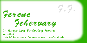 ferenc fehervary business card