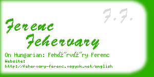 ferenc fehervary business card
